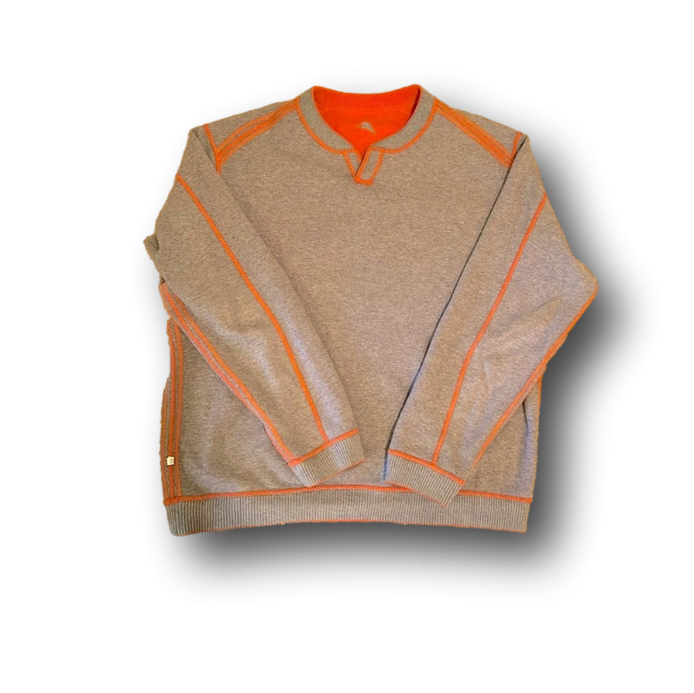 🌸Men's Bayview Reversible Split-Neck Sweater in Orange and Grey